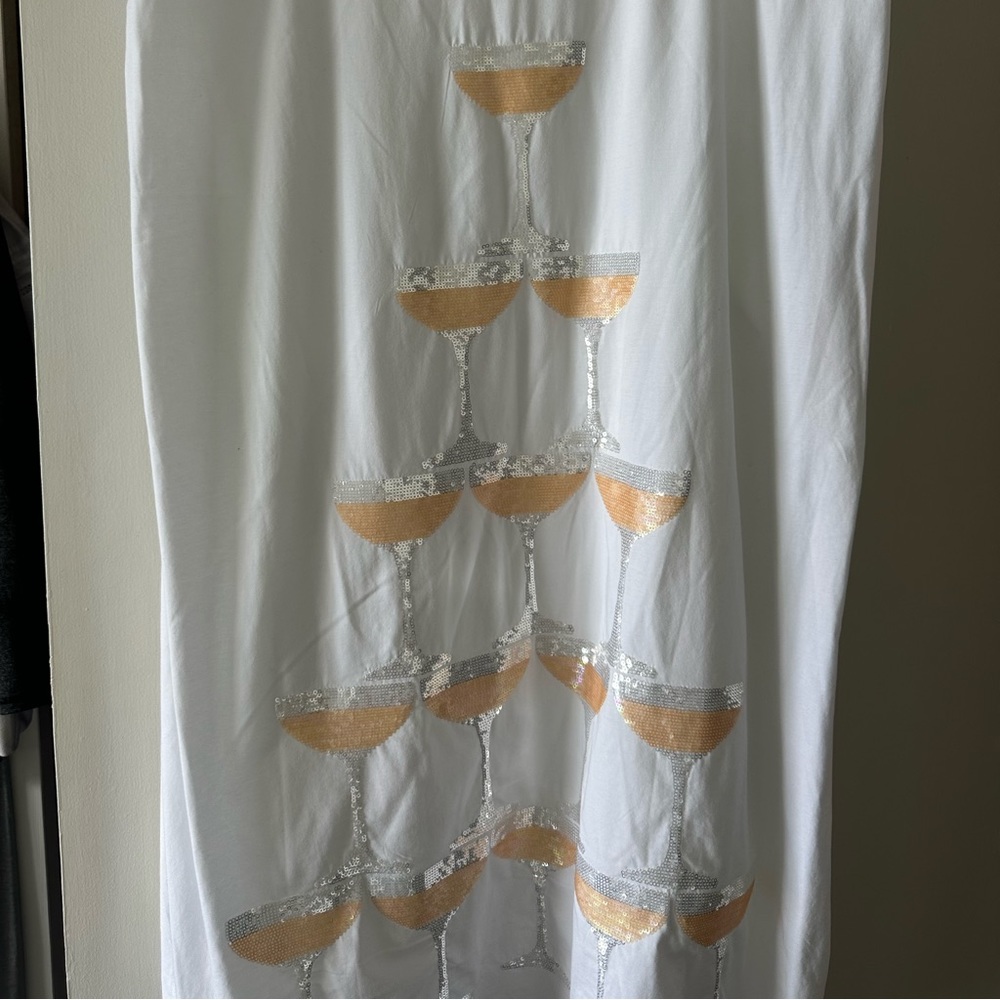 Queen of Sparkles dress - champagne flutes on front and back